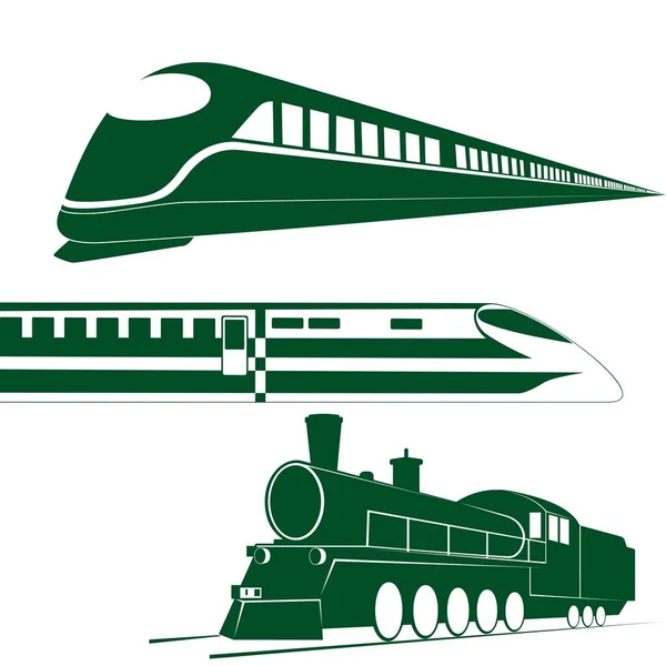 Trasporto ferroviario antico e moderno — Vettoriale Stock