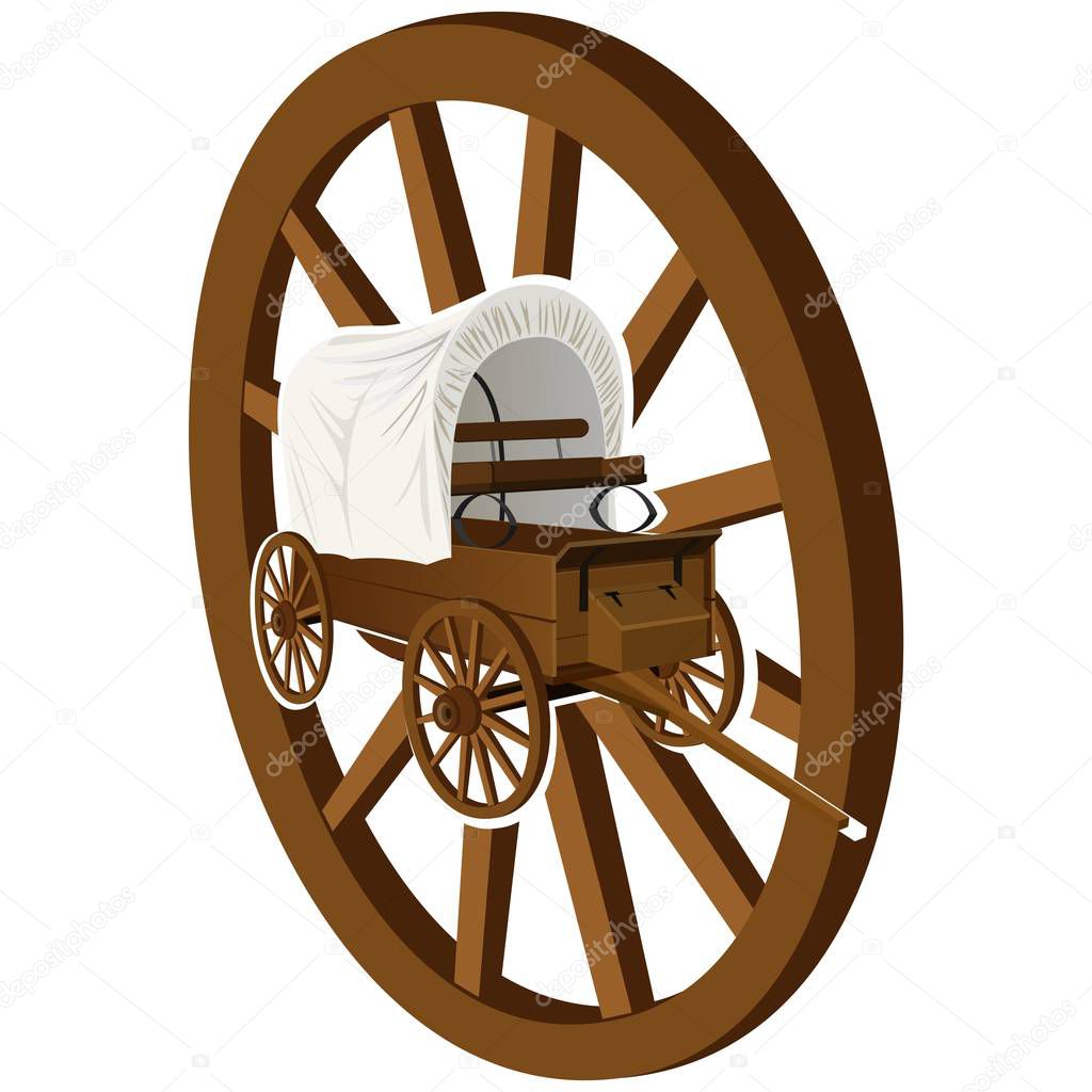 Wooden wheel and wagon