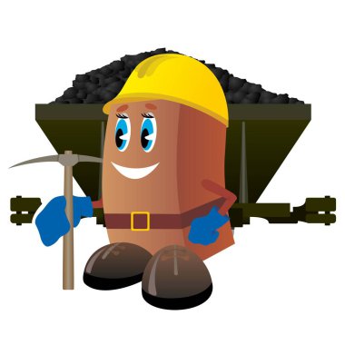 Kömür ile kamyon arka plan üzerine bir çalışma aracı ile bir Miner soyut resim