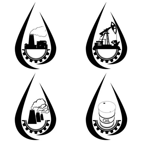 Establecer los iconos de la industria petrolera — Archivo Imágenes Vectoriales
