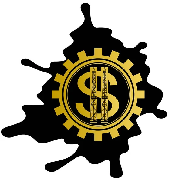 Dollar signe sur fond rouage flaques d'huile — Image vectorielle