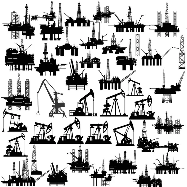 Plataformas petrolíferas y bombas — Archivo Imágenes Vectoriales