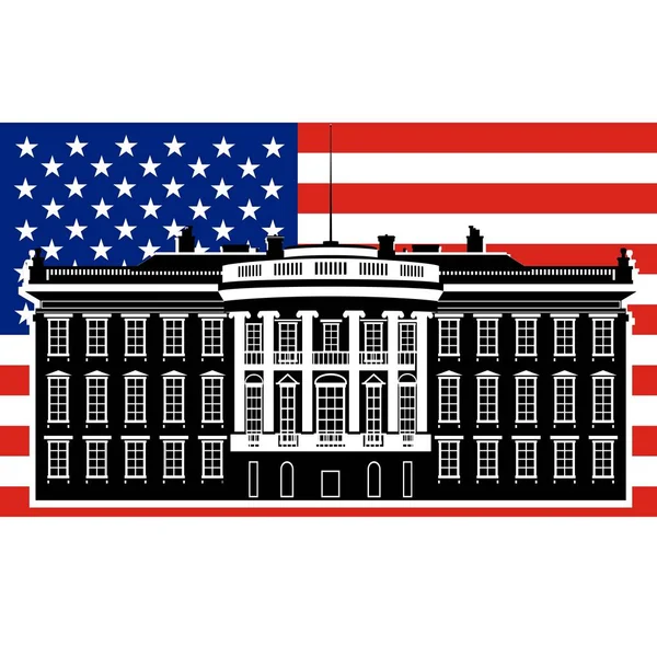 La Maison Blanche et le drapeau américain-1 — Image vectorielle