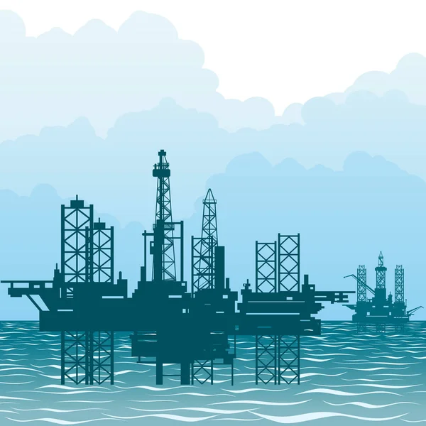 As plataformas produtoras de petróleo — Vetor de Stock