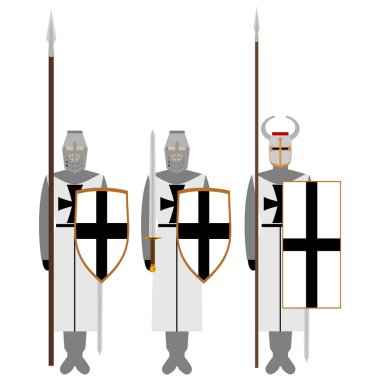 Ortaçağ Şövalyeleri, silah, üniformalar ve mızrak dövüşü işaret ve sembolleri
