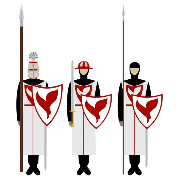 Caballeros medievales, armas, uniformes y justas signos y símbolos — Vector de stock