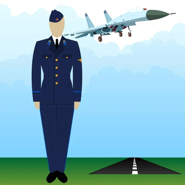 Vojenský pilot rovnoměrné síly-4 — Stockový vektor