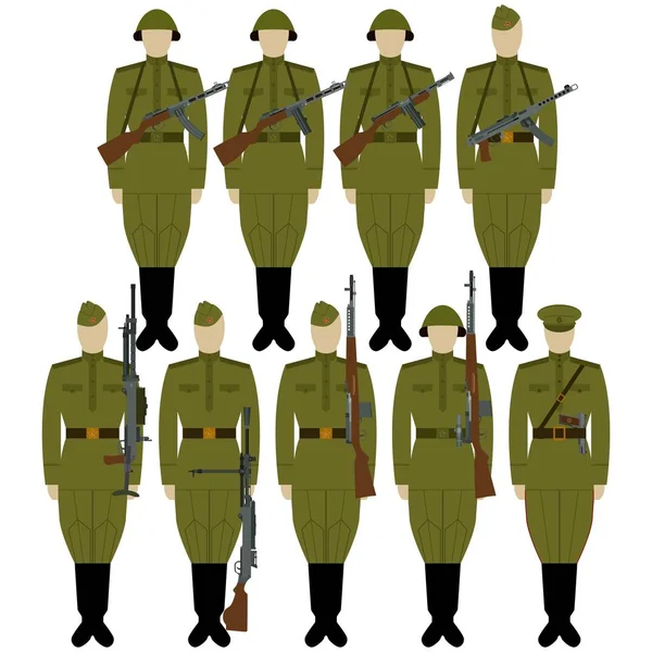 Soldats armés de la Seconde Guerre mondiale — Image vectorielle