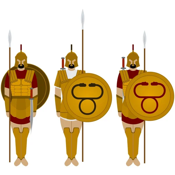 Soldiers of Sparta with the weapon — Stock Vector