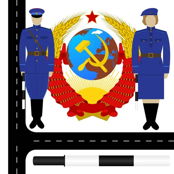 Traffic policemen in the USSR-2 — Stock Vector