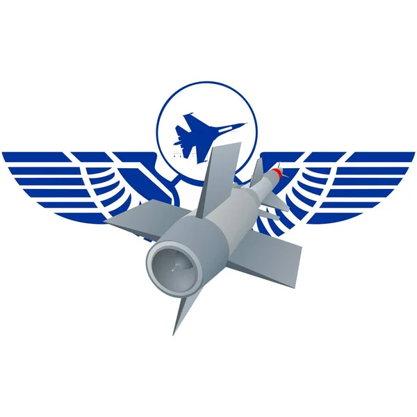 Misiles de defensa aérea y aeronaves con alas abstractas — Vector de stock