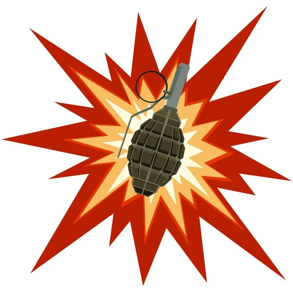 Grenade on a background of explosion — Stock Vector