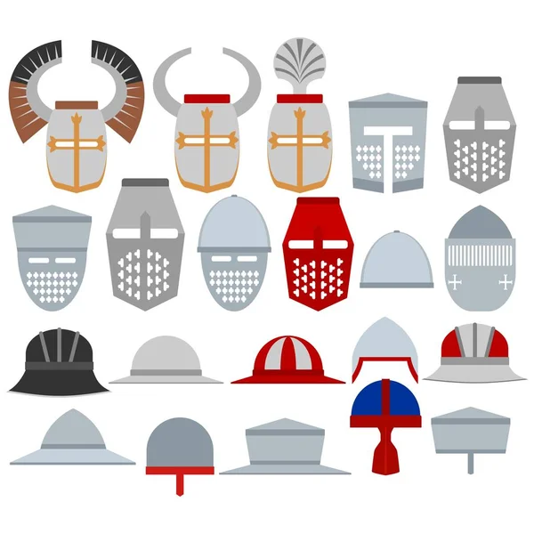 Helmets medieval knights — Stock Vector