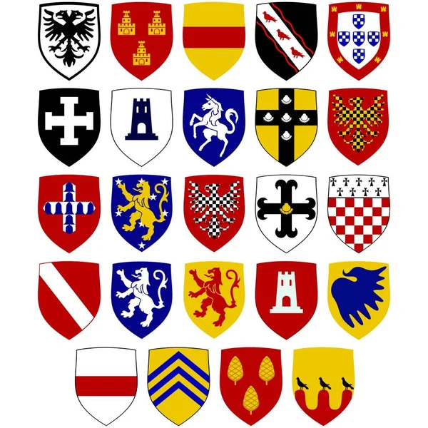 Escudos en los escudos de los Caballeros Hospitalarios — Archivo Imágenes Vectoriales