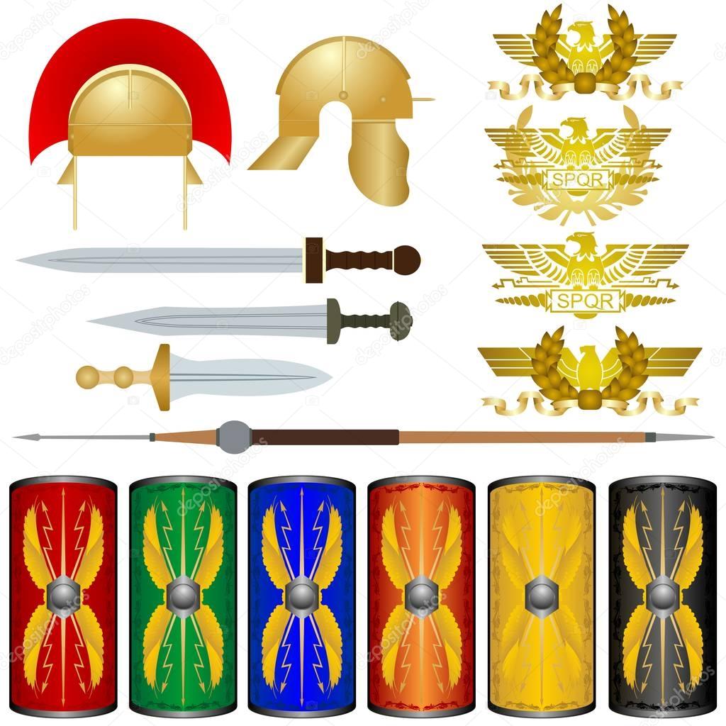 Weapons and symbols of Roman legionnaires