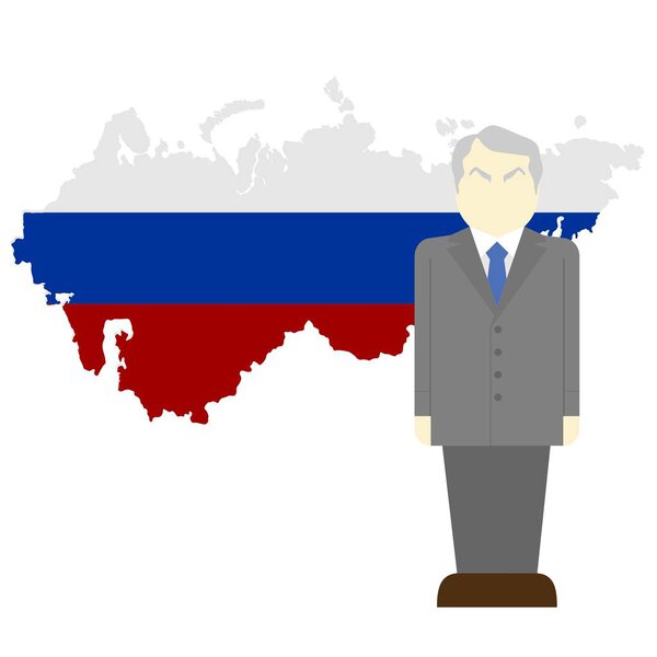 Yeltsin on background map of Russia