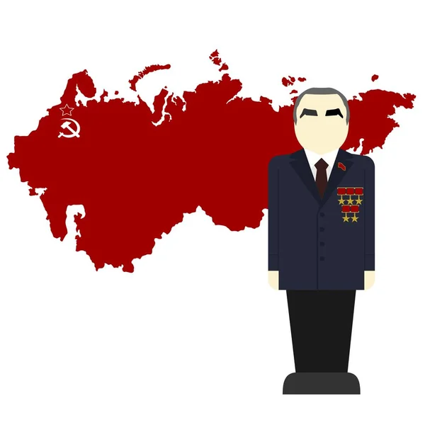 Brezhnev em um mapa de fundo da URSS — Fotografia de Stock