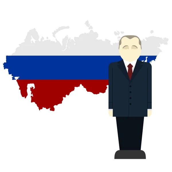 VV Putin contra o fundo do mapa da Rússia —  Vetores de Stock