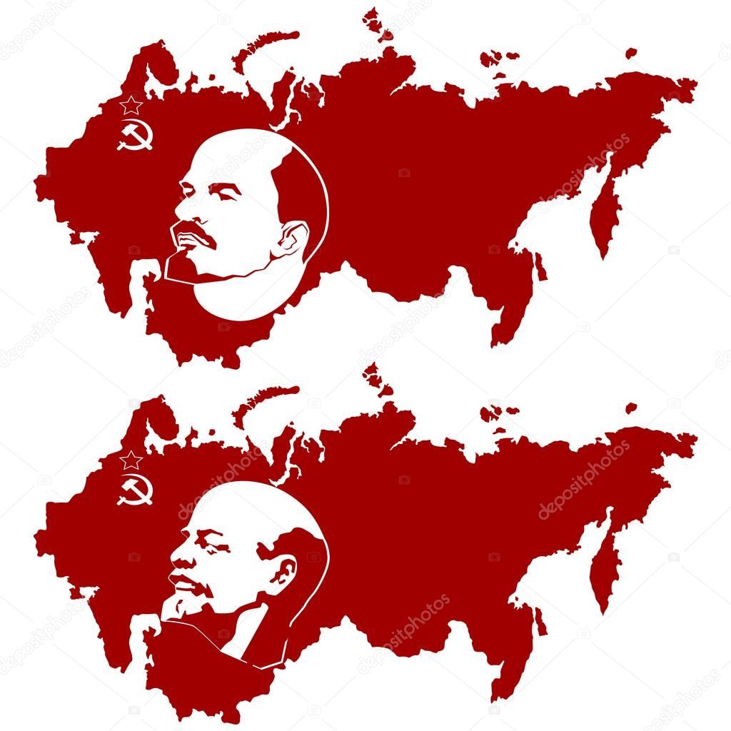 Map of the USSR and Lenin