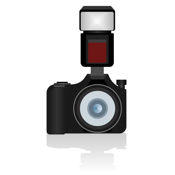 Fotokamera mit Fotolicht — Stockvektor