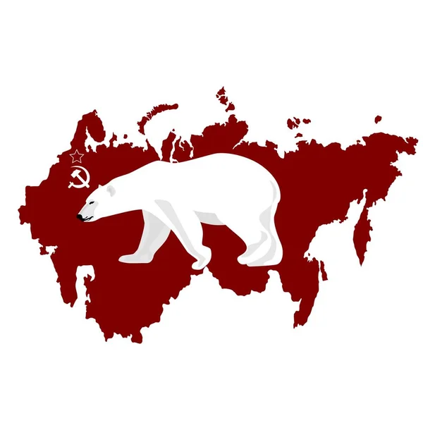 Polar bear on a background map of the USSR — Stock Vector