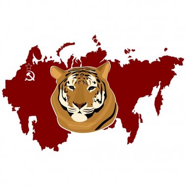 SSCB'in bir arka plan harita üzerinde Ussuri kaplan