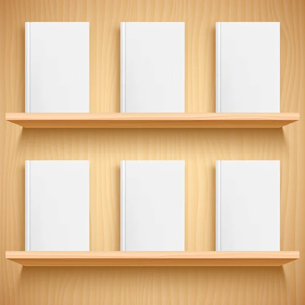 Bookshelf and Books with Blank Covers — Stock Vector