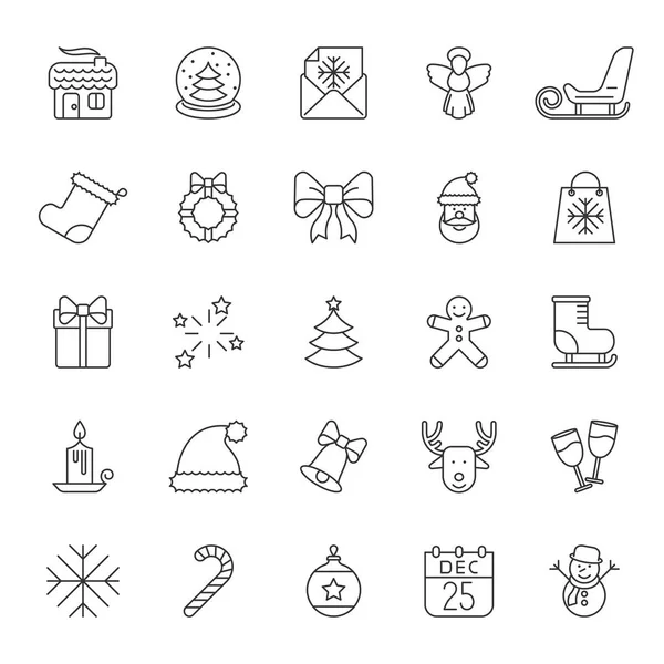 Christmas Line Icons — Stock Vector