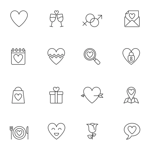 Icônes de mariage et d'amour — Image vectorielle