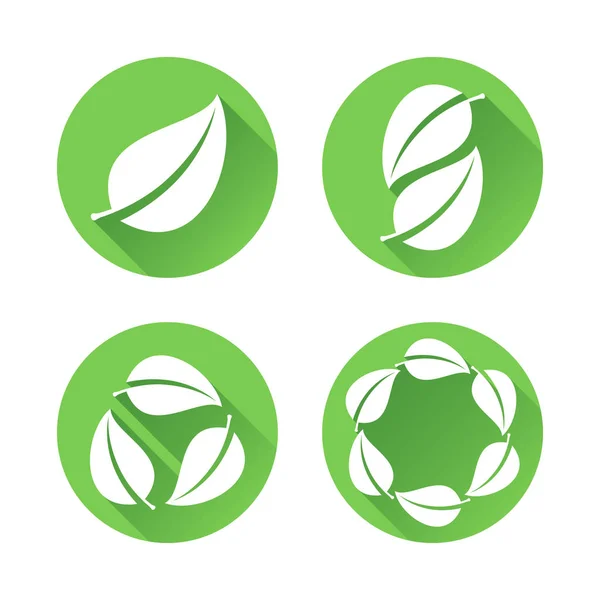 Groene bladeren pictogrammen — Stockvector