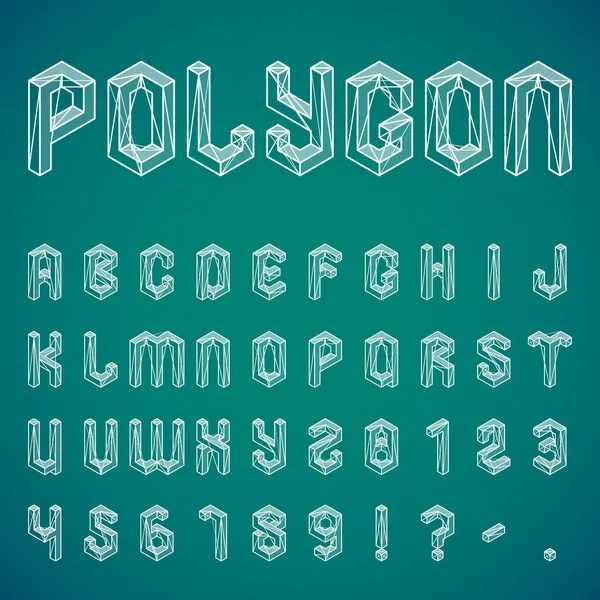 Polygon Alphabet and Numbers — Stock Vector
