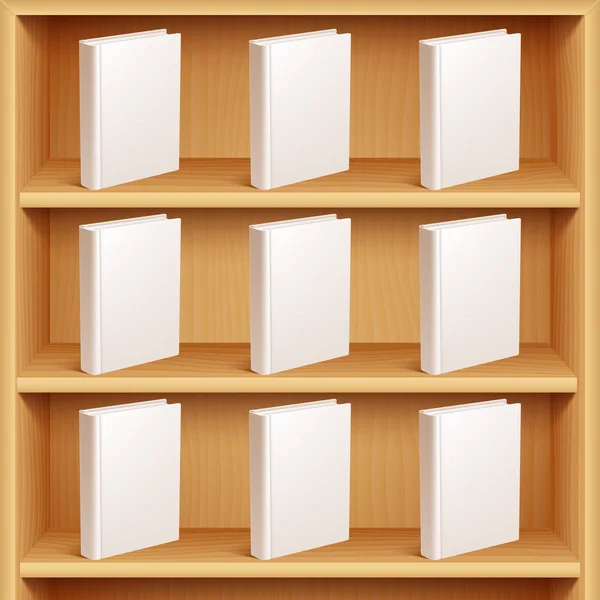 Bookshelf and Books with Blank Covers — Stock Vector