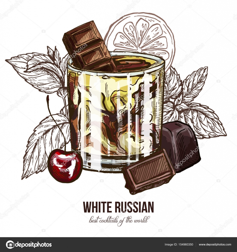 白ロシアのチェリーとチョコレート カクテル ストックベクター C Nurofina