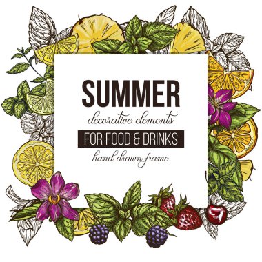 çerçeve farklı meyve ve çilek ile