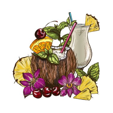 Klasik Pina Colada ve Hindistan cevizi Pina Colada 