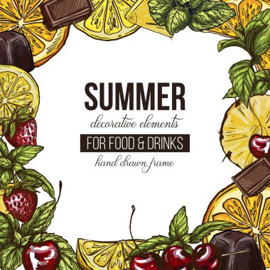 çerçeve farklı meyve ve çilek ile