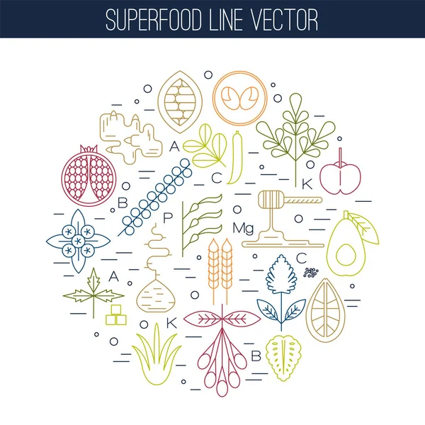 Superfood satır simgeler, yuvarlak renk 