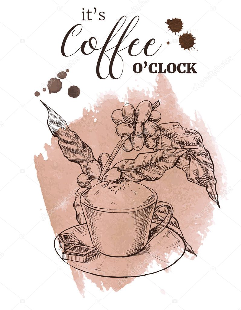 Decorative coffee poster, vintage engraved