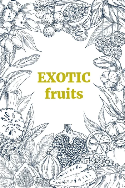 Frutti esotici, cornice verticale — Vettoriale Stock