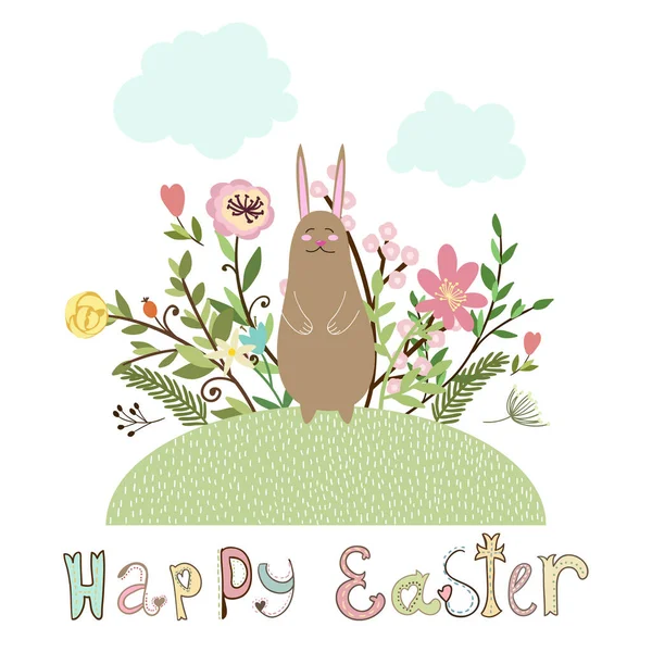 Happy easter graphic poster with bunny — Stock Vector