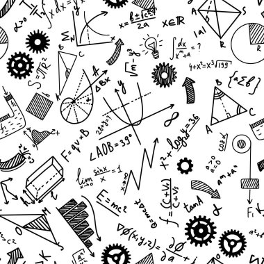 Beyaz üzerine matematik, kimya ve fiziksel formüller