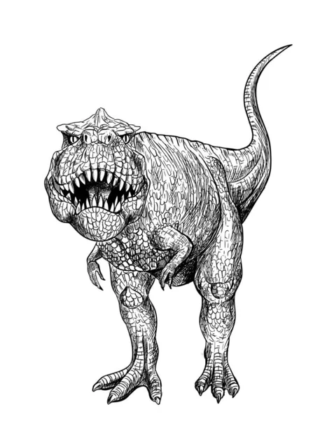 T-rex, kresba černým inkoustem, kresba rukou — Stockový vektor