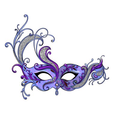 Süslü süslü mor karnaval maskesi