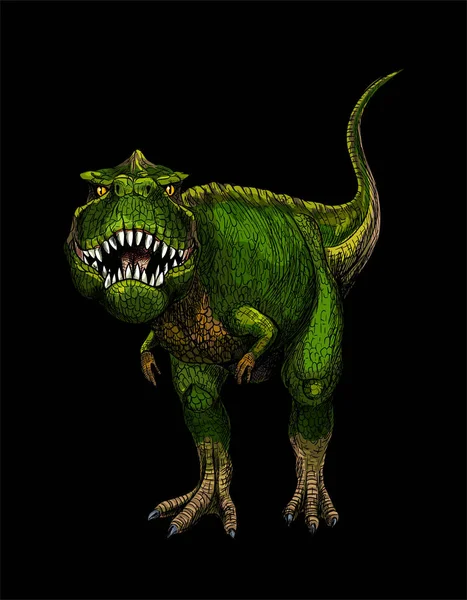 Tyrannosaurus Rex, έγχρωμο σκίτσο, ζωγραφισμένο στο χέρι — Διανυσματικό Αρχείο