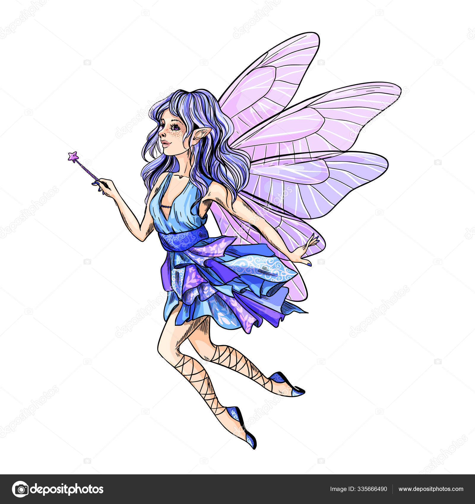Cute blue hair fairy with pink wings and wand Stock Vector Image by ©nurofina #335666490 Cute blue hair fairy with pink wings and wand Stock Vector Image by ©nurofina #335666490