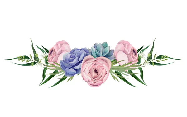 Watercolor floral arrangement, hand drawn vector image — Stock Vector