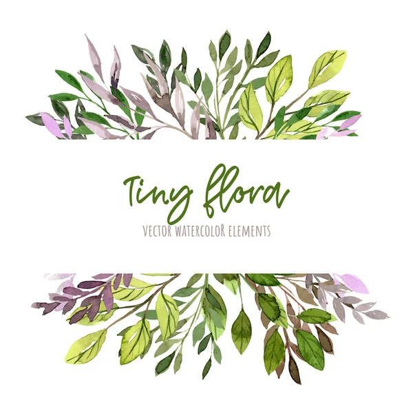 Watercolor tiny floral elements, the stripe banner — Stock vektor
