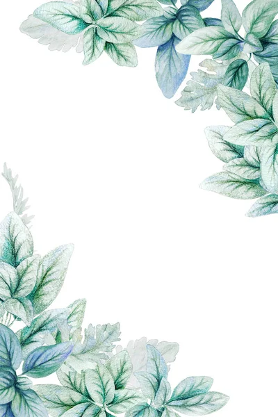Cornice verticale floreale ad acquerello, illustrazione disegnata a mano — Foto Stock