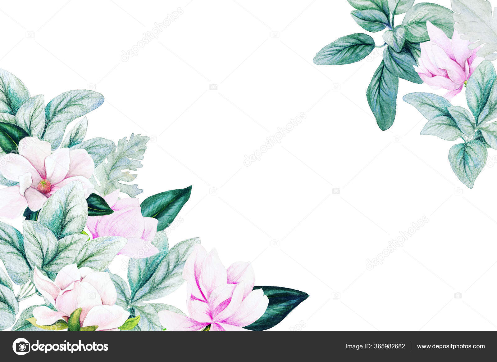Aquarell Krauter Und Blumen Helle Farben Eckrahmen Stockfotografie Lizenzfreie Fotos C Nurofina 365982682 Depositphotos