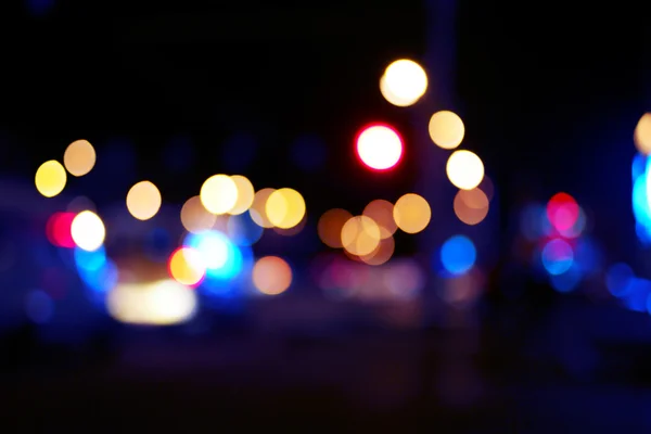 Blur background, bokeh lights of night urban traffic — Stock Photo, Image